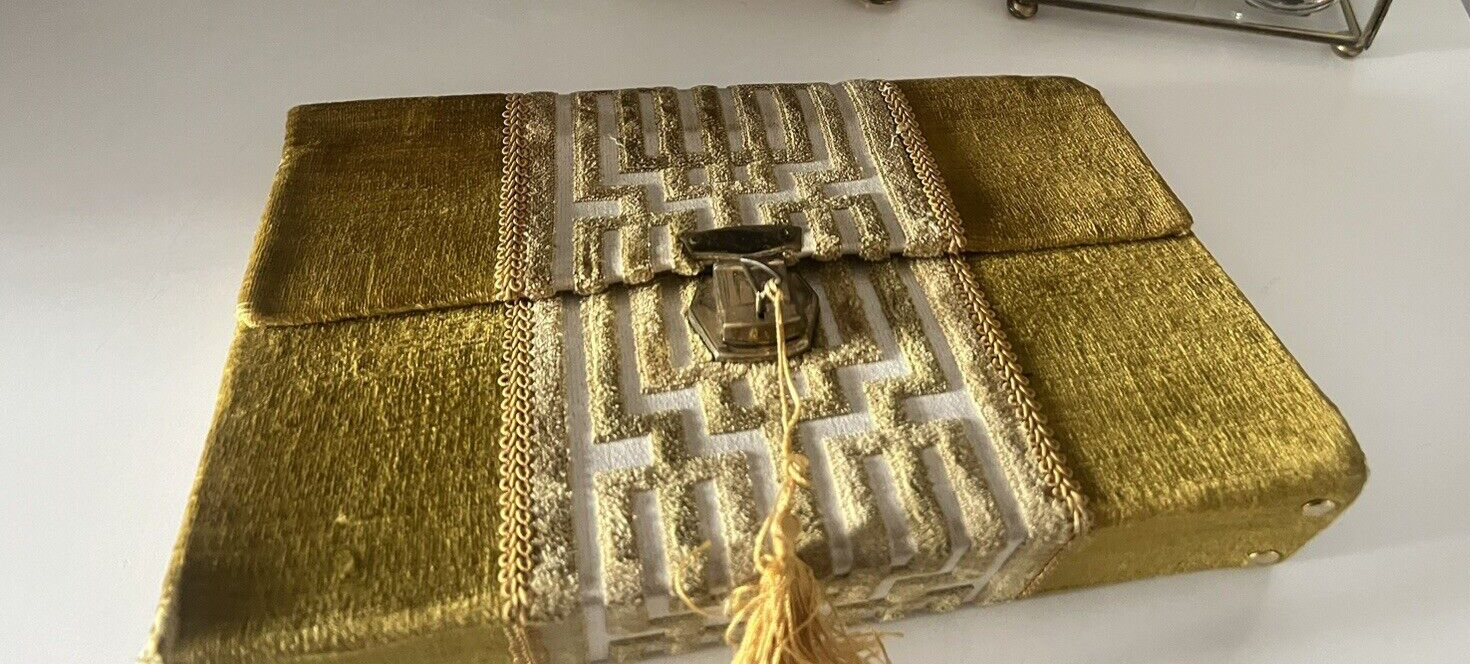 Porte-Documents en Velours Vert Pochette Bureau Casa Cadenas Vintage