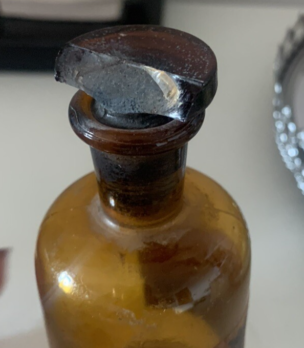 Bouteille Verre Ecope Teinture Iode Médicale Laboratoire Vintage Verre H.11