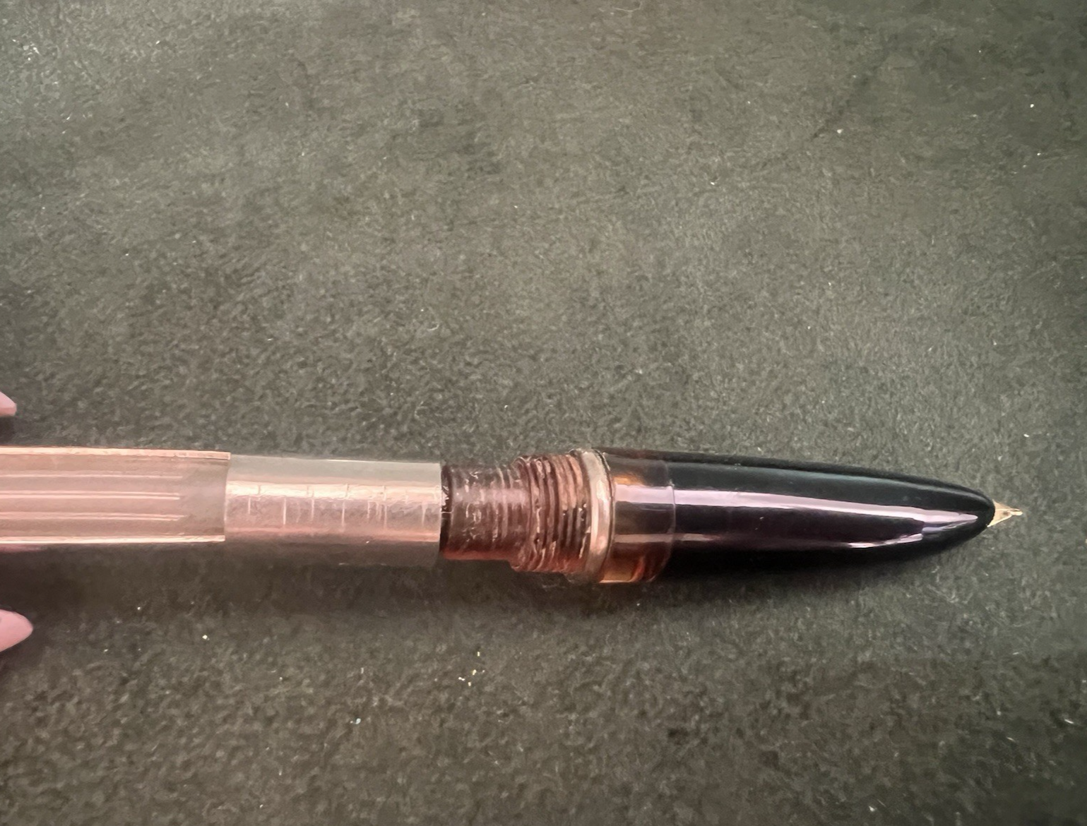 🔴 RONSON penna STILOGRAFICA sacca a pressione SFERA cappucci dorati vintage 50