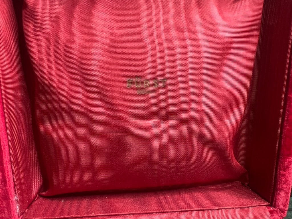 🔴 FURST scatola gioiello custodia astuccio VELLUTO rosso interno seta moirè