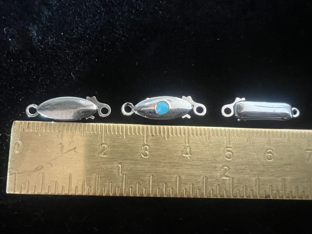 🔴 ARGENTO 800 chiusure collana gancio 1 filo con pietre vintage 3 PEZZI