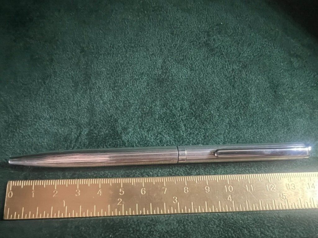 Stylo-Plume Sphère Argent 925 Massif Corps Rayé Écrit Avec Trousse 5
