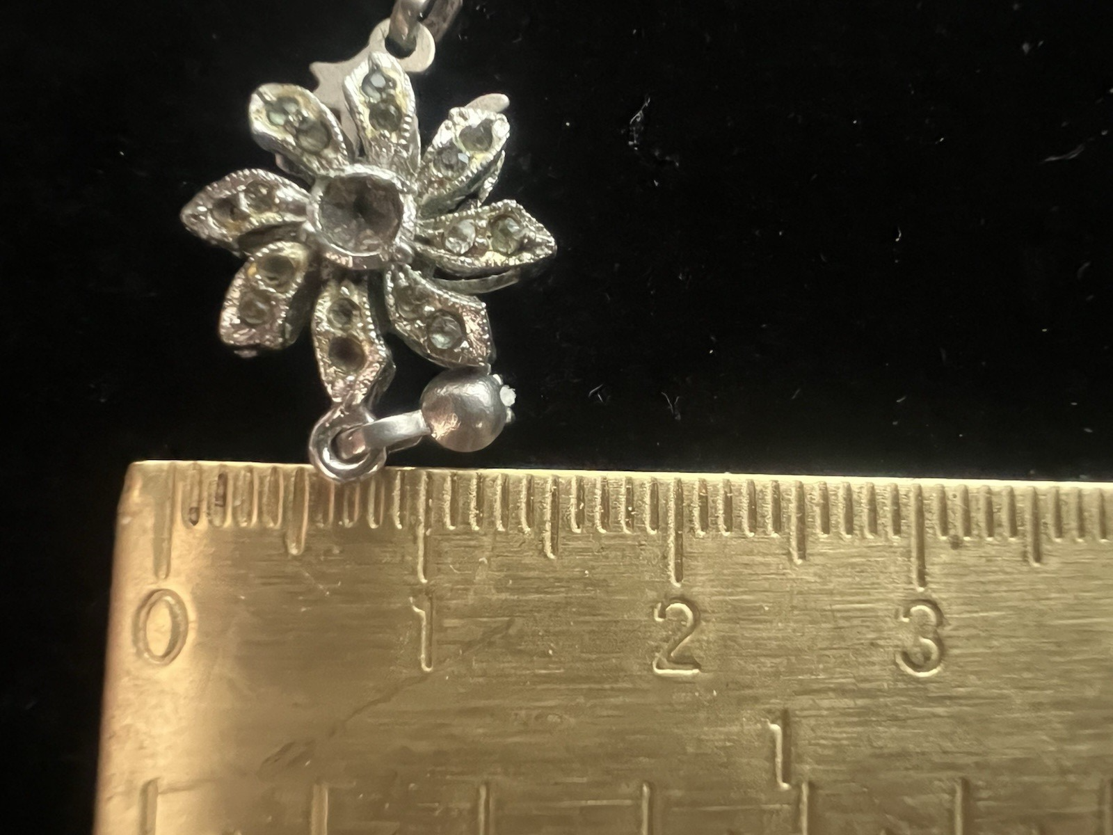 Silber 800 Verschluß Halskette Haken 1 Draht mit Steinen Vintage