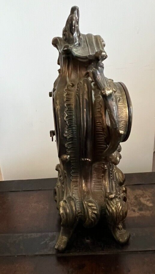 🔴 GA. BON cassa orologio tavolo rame bronzato massiccio L12 h23 ricambi vintage