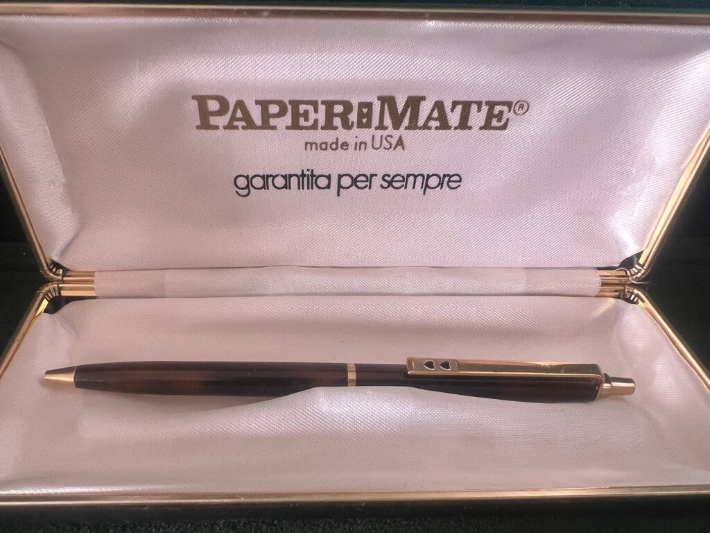 Papermate Stylo-Plume Sphère Laque Marbré Profils Doré Trousse Vintage