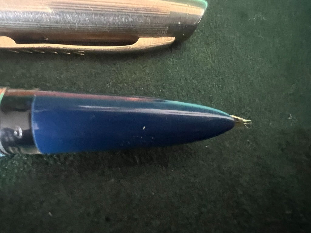 Penne Stylos-Plumes Bleu Blanque A Piston Scrivono pour Encre Vintage B