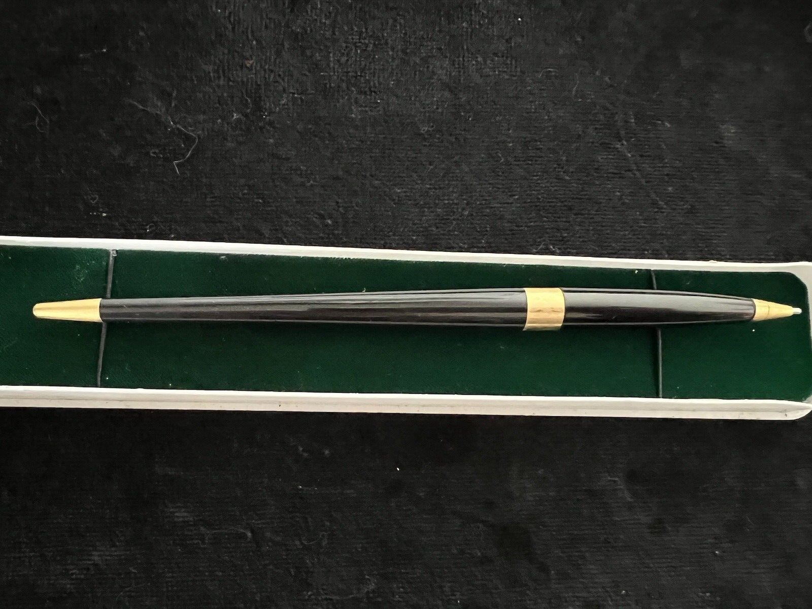 🔴 Penna sfera nera bordi ottone stiloforo scrivania vintage