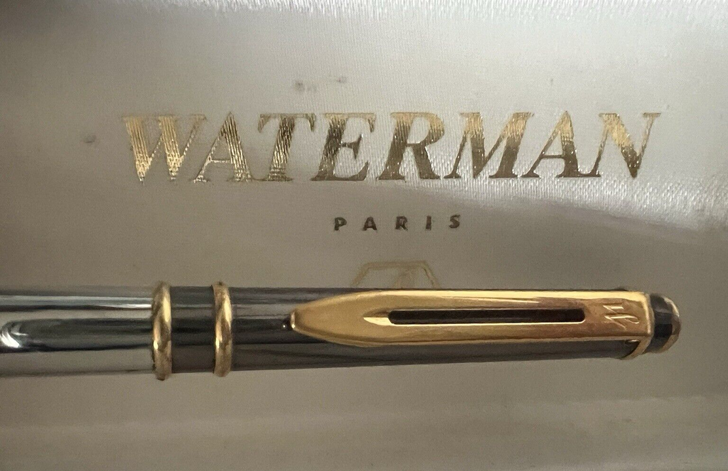 🔴 WATERMAN penna sfera lacca Laureat MKA canna fucile cromata profili dorati