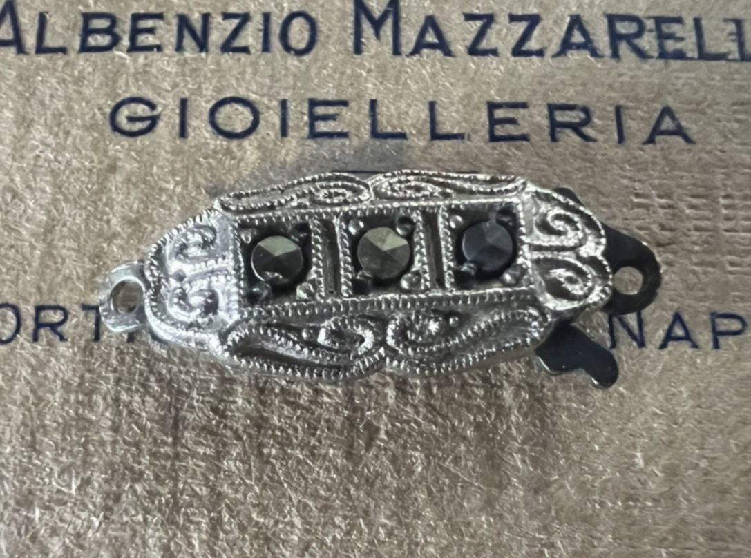 🔴 ARGENTO 925 chiusura collana gancio 1 filo con pietre vintage
