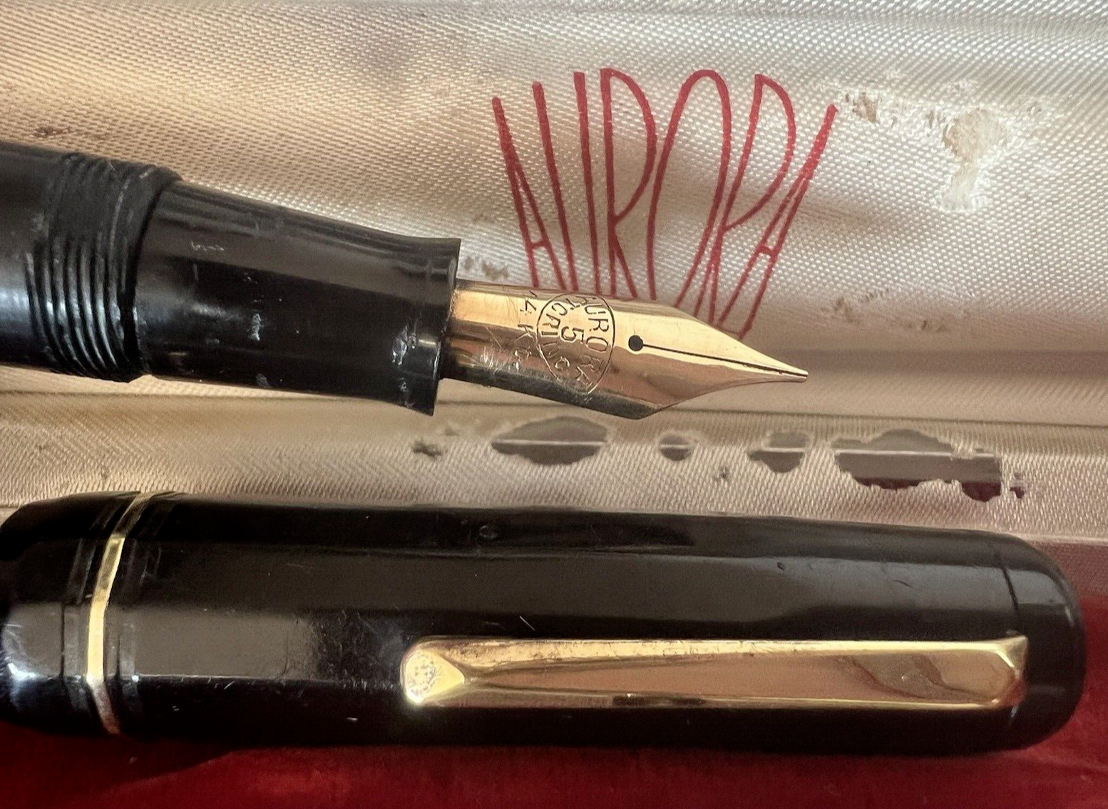 🔴 AURORA penna stilografica Novum pennino originale ORO 14k scrive vintage '33