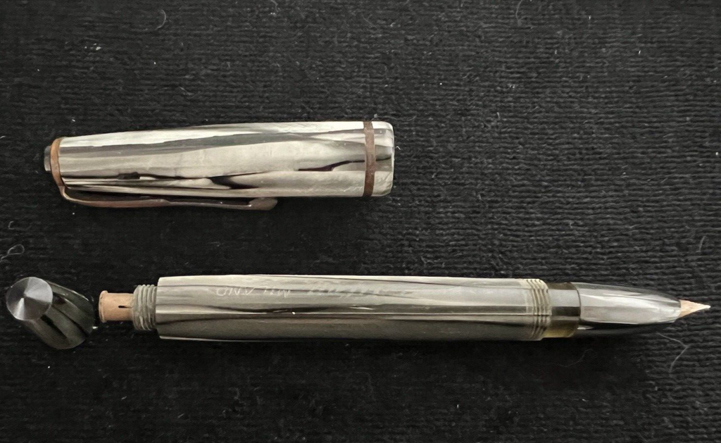 🔴 SILPA penna stilografica CELLULOIDE pennino ORO e Matita meccanica ANTICHE 30