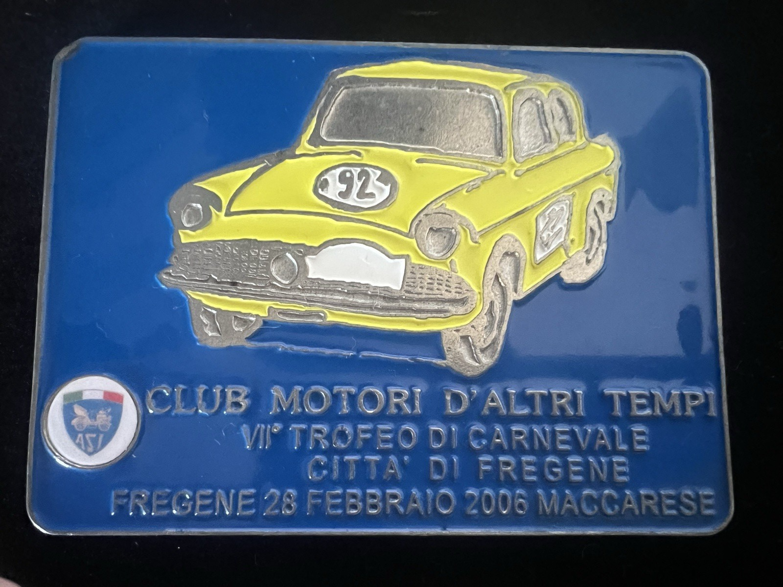 Trophée Voiture Asi Club Motori D'Altri Tempi Carnaval Fregene 2006 Car Badge 