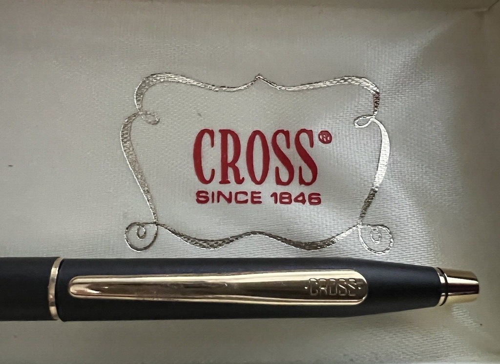 🔴 CROSS penna sfera lacca nera classica 2502 scrive scatola libretto vintage C