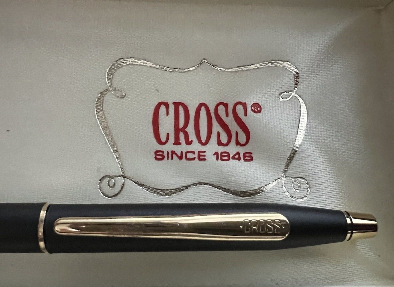 🔴 CROSS Kugelschreiber 2502, klassisch schwarz lackiert, in einer Vintage-Box C 