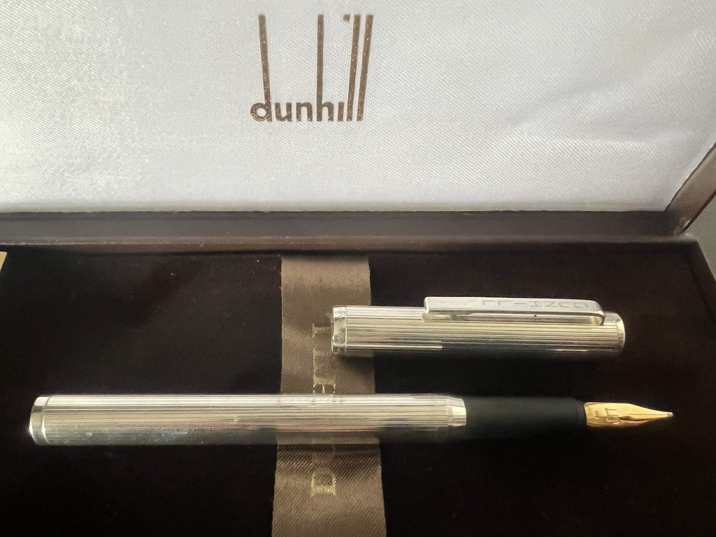 🔴 DUNHILL penna stilografica ARGENTO 925 STERLING pennino ORO M Montblanc