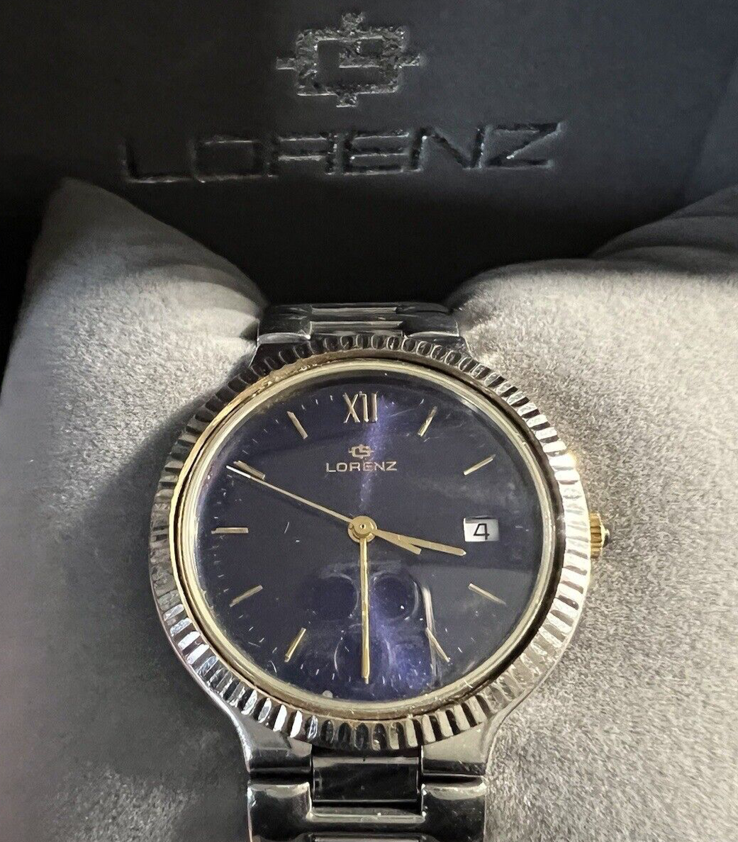 🔴 LORENZ orologio uomo quarzo 14560 acciaio e laminato con scatola RARO vintage
