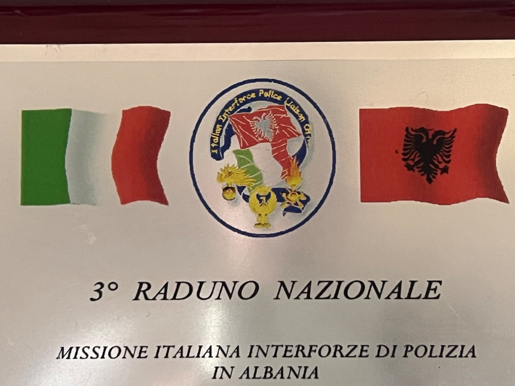 🔴 Crest 3 RADUNO NAZIONALE POLIZIA MISSIONE ITALIANA INTERFORZE ALBANIA vintage