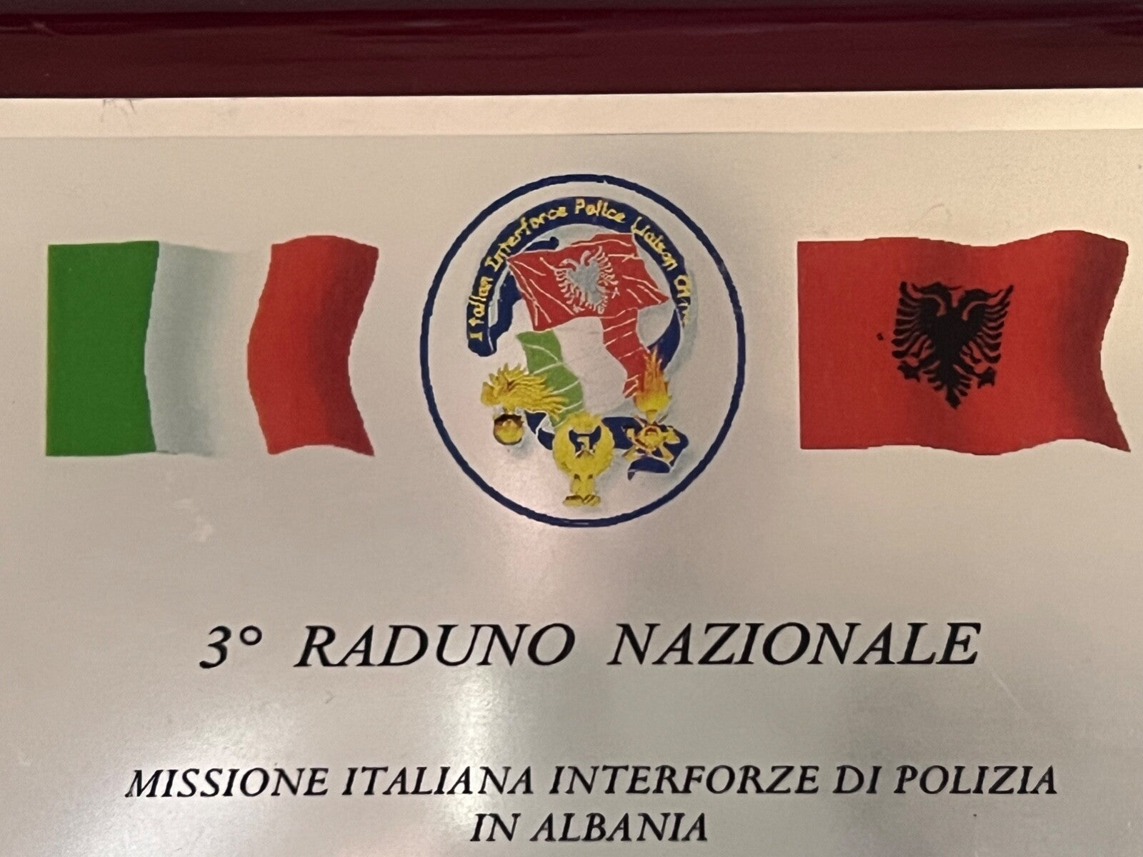 🔴 Crest 3 RADUNO NAZIONALE POLIZIA MISSIONE ITALIANA INTERFORZE ALBANIA vintage