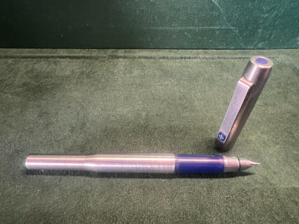 🔴 PARKER penna stilografica 25 cromata sigillo BLU a cartuccia vintage 1970