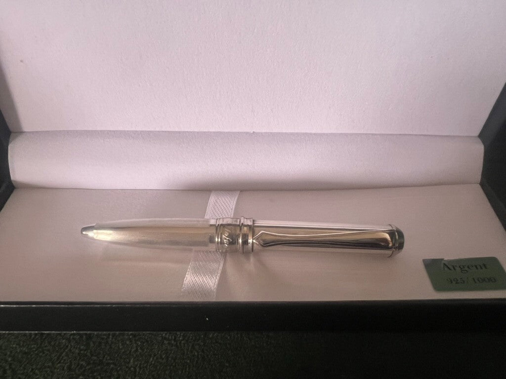 🔴 INFUSO penna sfera ARGENTO MASSICCIO 925 millerighe clip stilizzata mini