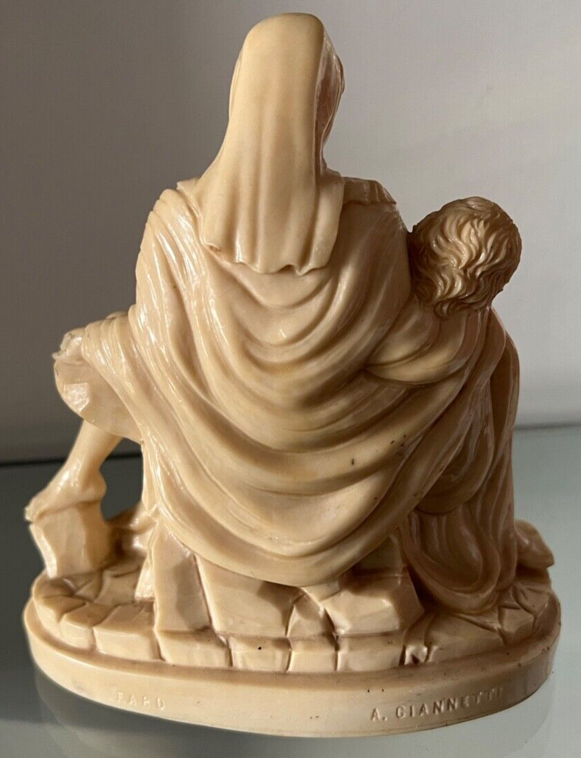 🔴 LA PIETA' statua scultura GIANNETTI in pasta di marmo ANNO SANTO 1975