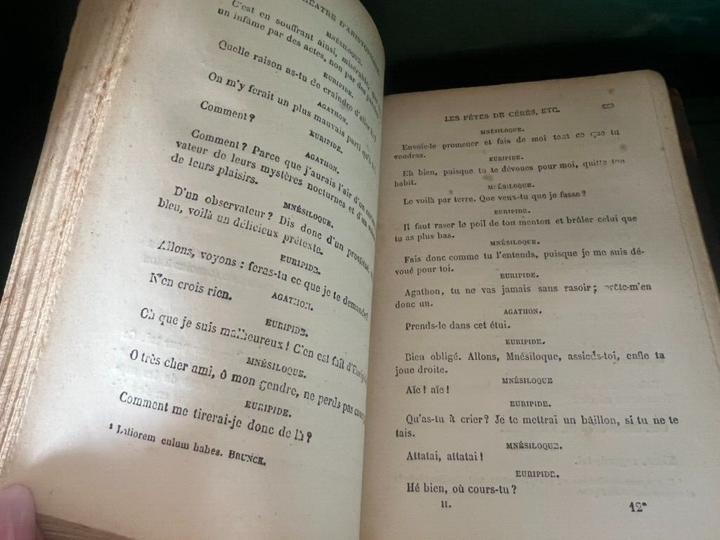 🔴 Libro TEATRO D'ARISTOPHANE in lingua francese 2 toma antico del 1896