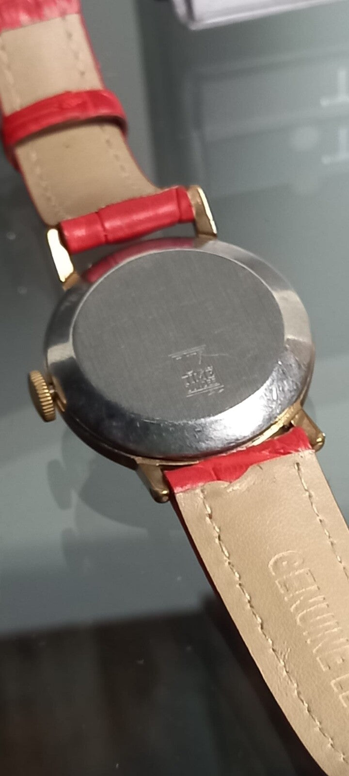 🔴 TIMEX orologio uomo carica manuale champagne rosso cassa 33,5 mm funziona