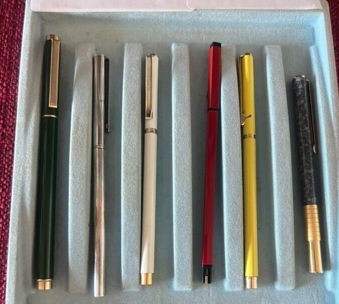 Stilus Nova Penne Sphère Laque Vert Blanque Ed Autres Lot 6 Pcs Vintage 1970