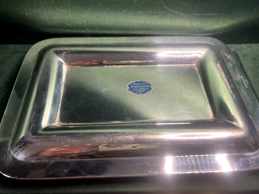 🔴 ARGENTERIE FIORENTINE base calamaio Sheffield con inserti inchiostri vintage