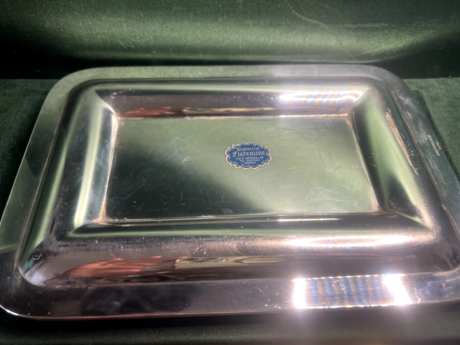 🔴 ARGENTERIE FIORENTINE base calamaio Sheffield con inserti inchiostri vintage