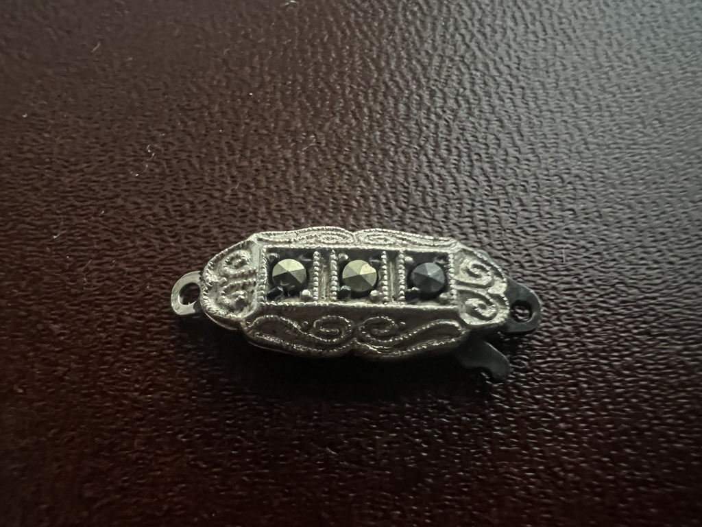 🔴 ARGENTO 925 chiusura collana gancio 1 filo con pietre vintage