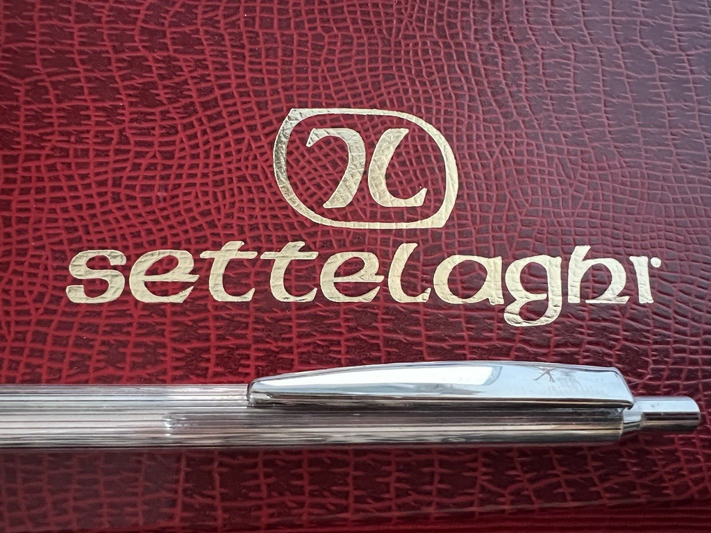 🔴 SETTELAGHI penna sfera ARGENTO 925 MASSICCIO righe con certificato garanzia 2