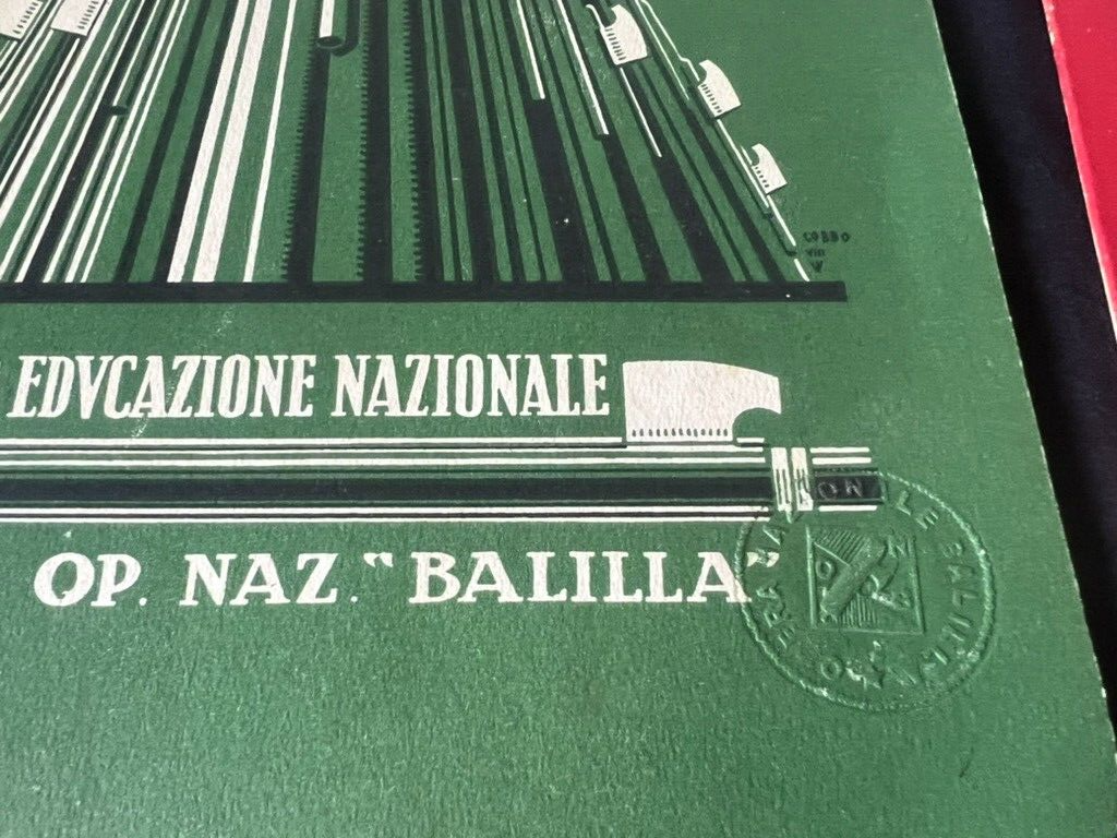 🔴 Report cards KINGDOM OF ITALY BALILLA cardboard stamps signatures original 1932 9 PIECES 