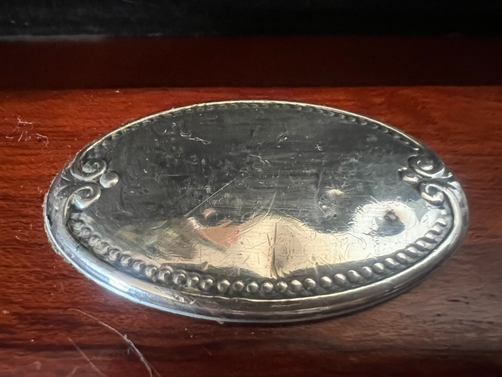 Caja Lápiz Pluma Fuente Esfera de Madera Chapado Plata Estuche 2 Asientos