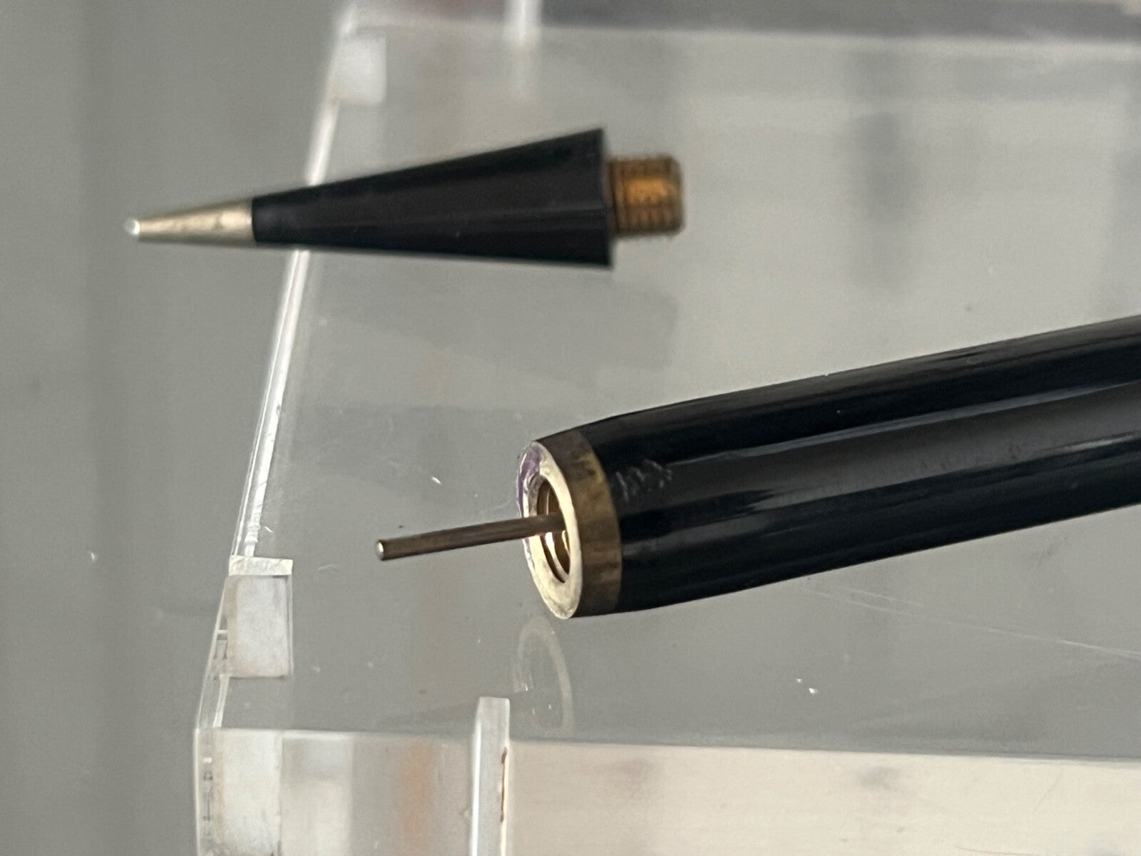 🔴 EUCHESSINA mechanical pencil, black, gold-plated, vintage pencil from the 1970s 