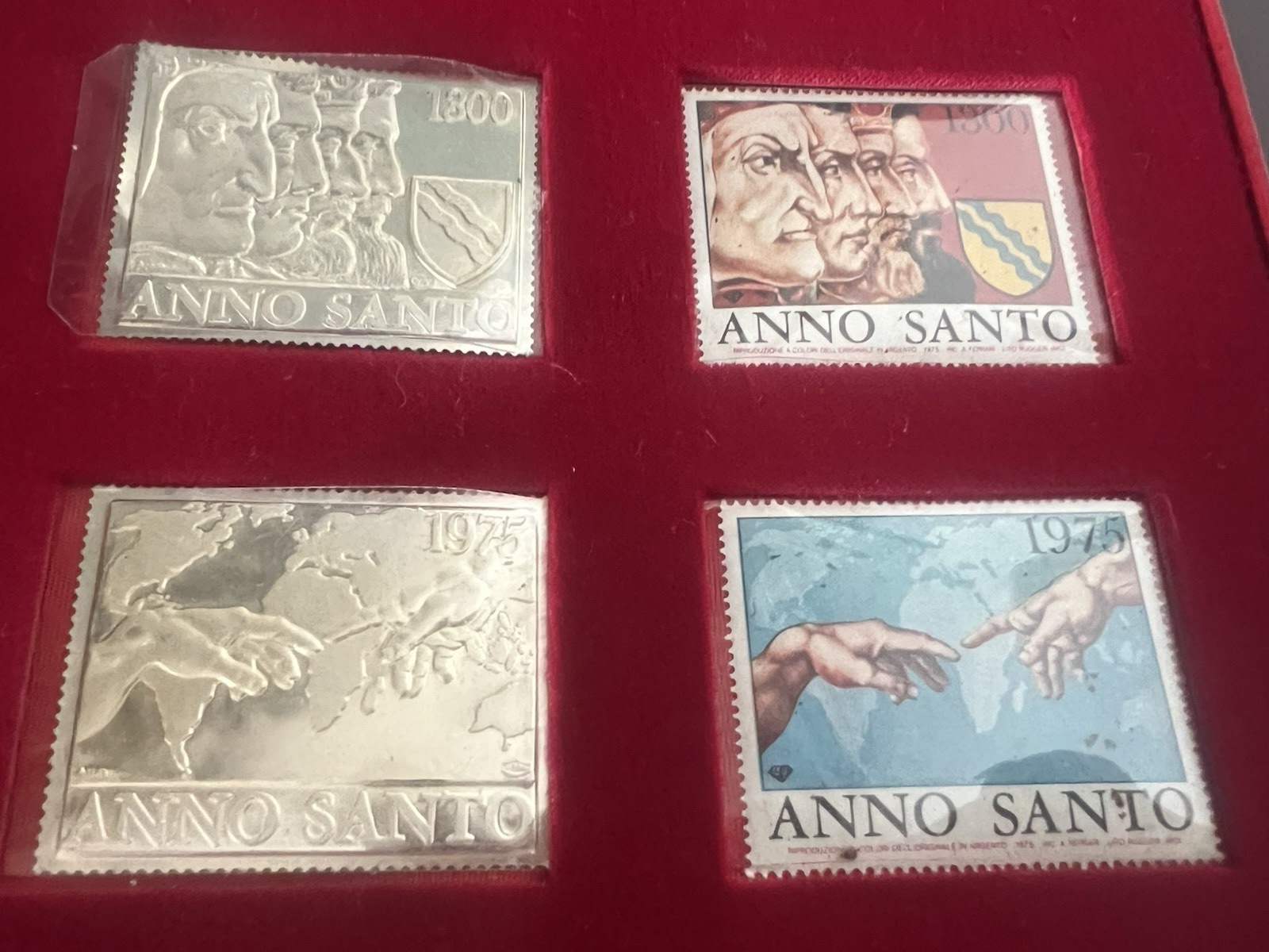 🔴 Francobolli anno santo ARGENTO 925 con custodia originale 1300 1975
