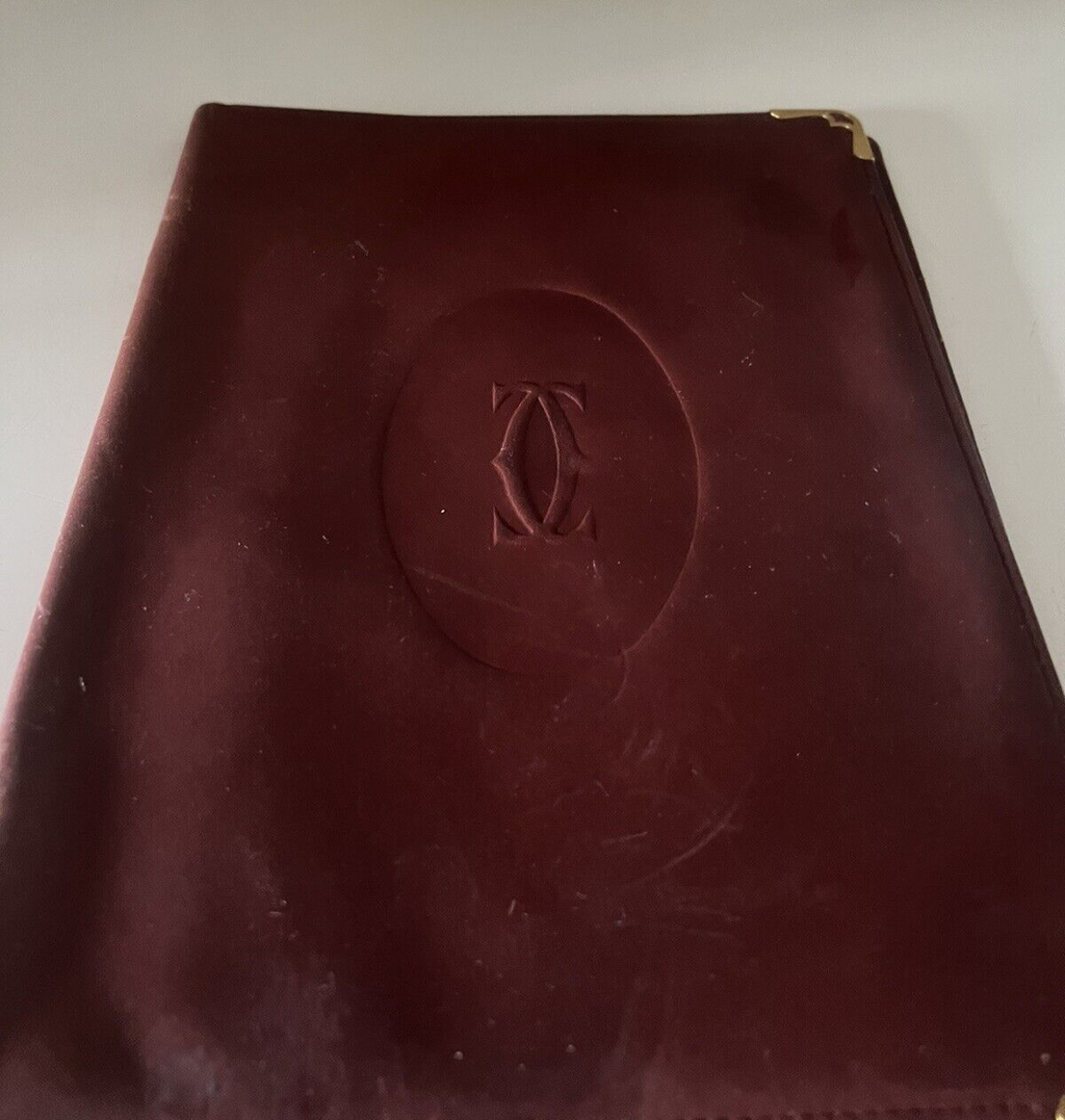 Cartier Port Agenda Monogrammè Document Holder Leather Burgundy Vintage
