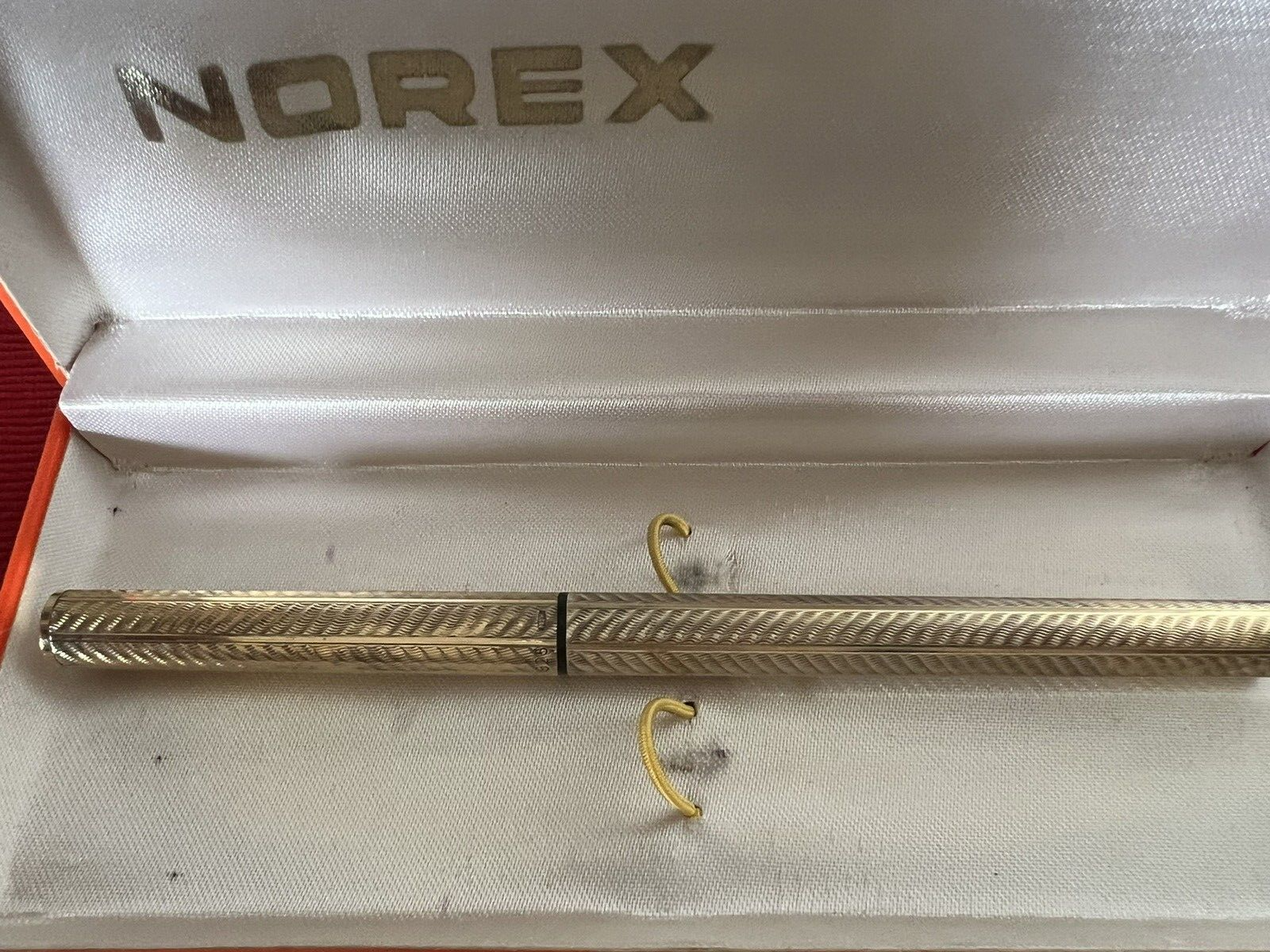 🔴 NOREX penna stilografica ARGENTO MASSICCIO 925 cesellato pennino ORO 14 KT