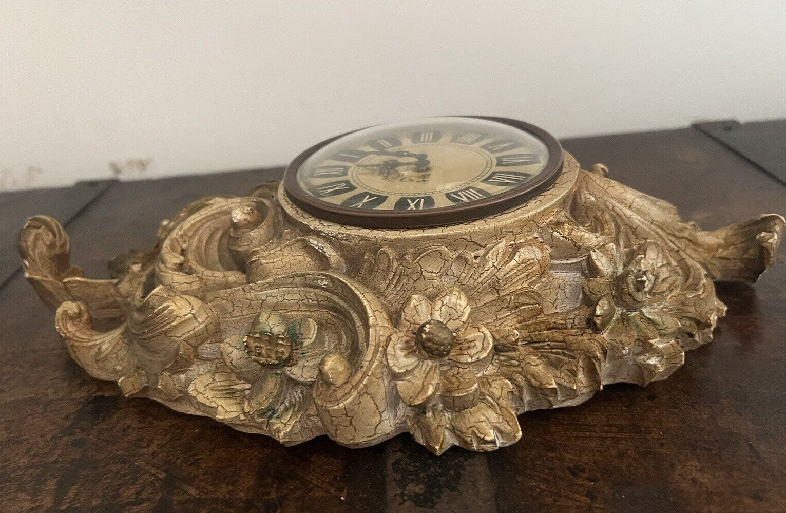 🔴 MERCEDES orologio MERLETTO LEGNO carica manuale dorato numeri romani vintage
