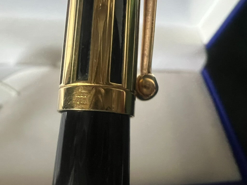 🔴 WATERMAN penna sfera Night and Day placcata oro con finestre concave scrive