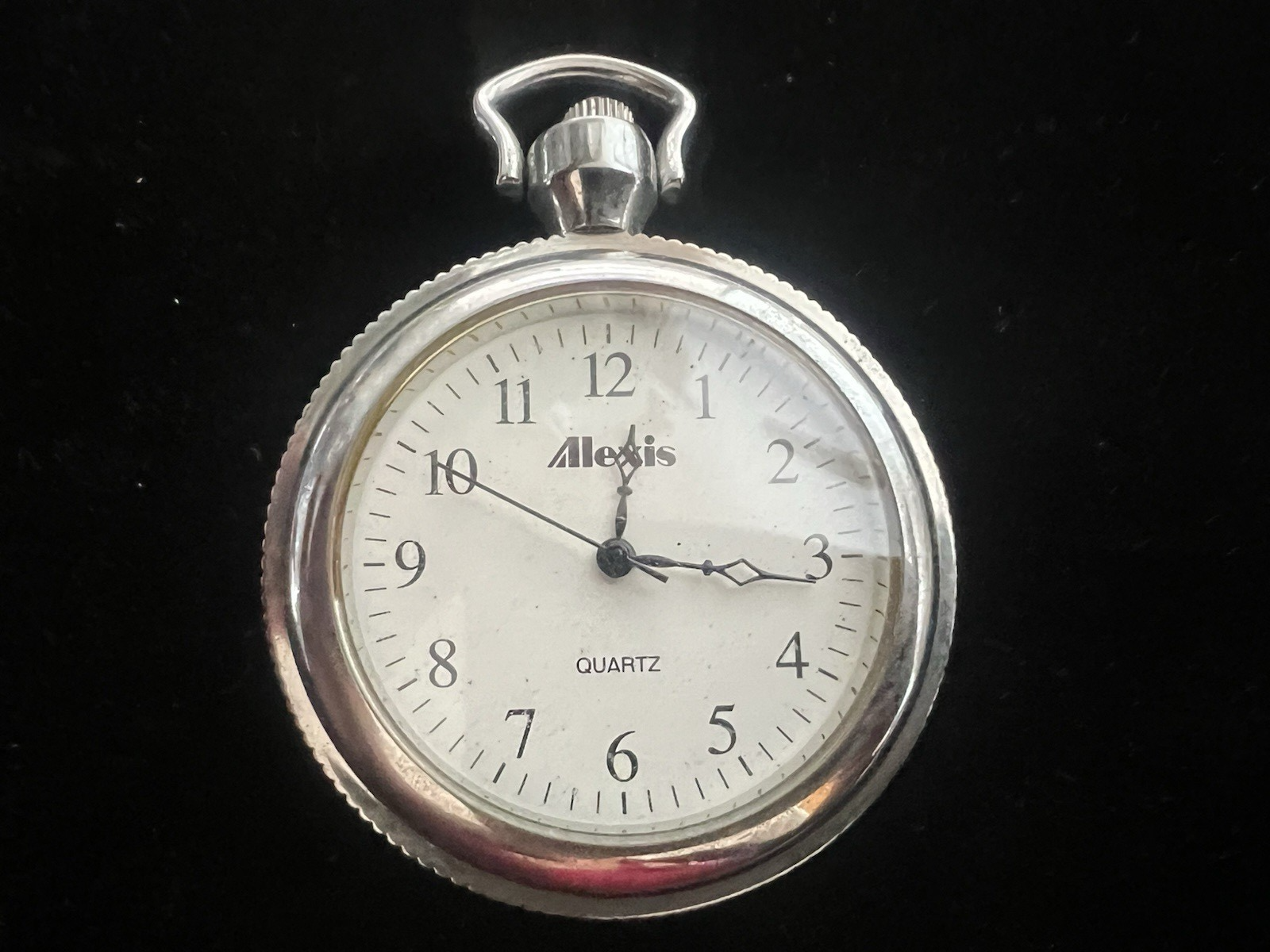 🔴 Orologio tasca uomo ALEXIS cromato Movimento quarzo funziona vintage