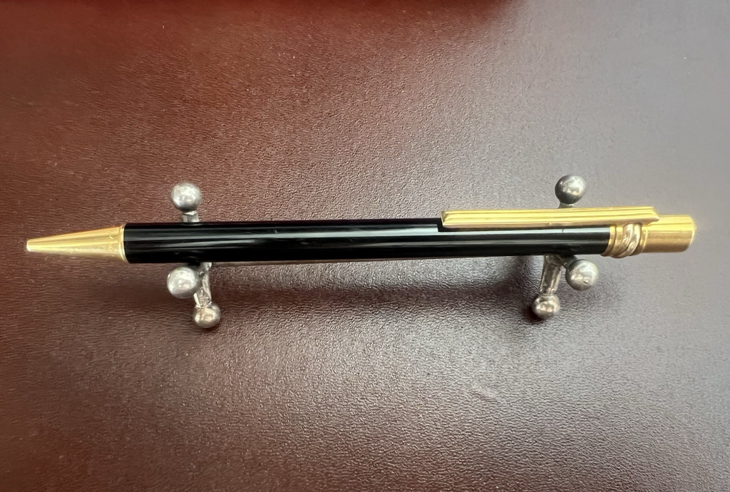 🔴 CARTIER penna sfera Must de Cartier Trinity Twist lacca nera finiture dorate