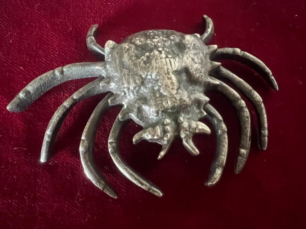 🔴 CRAB paperweight, solid three-dimensional bronze sculpture, vintage 