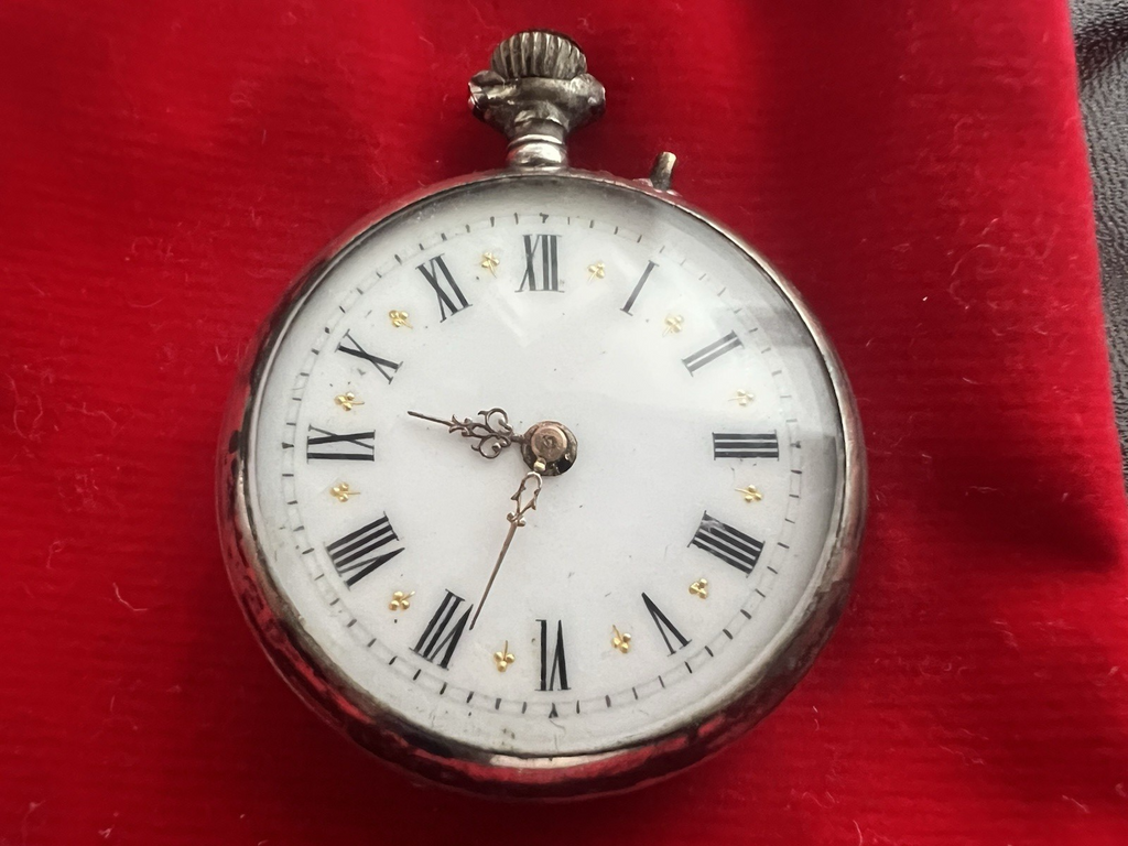 🔴 Orologio tasca ARGENTO 800 donna da revisionare parti vintage REMONTOIR 4