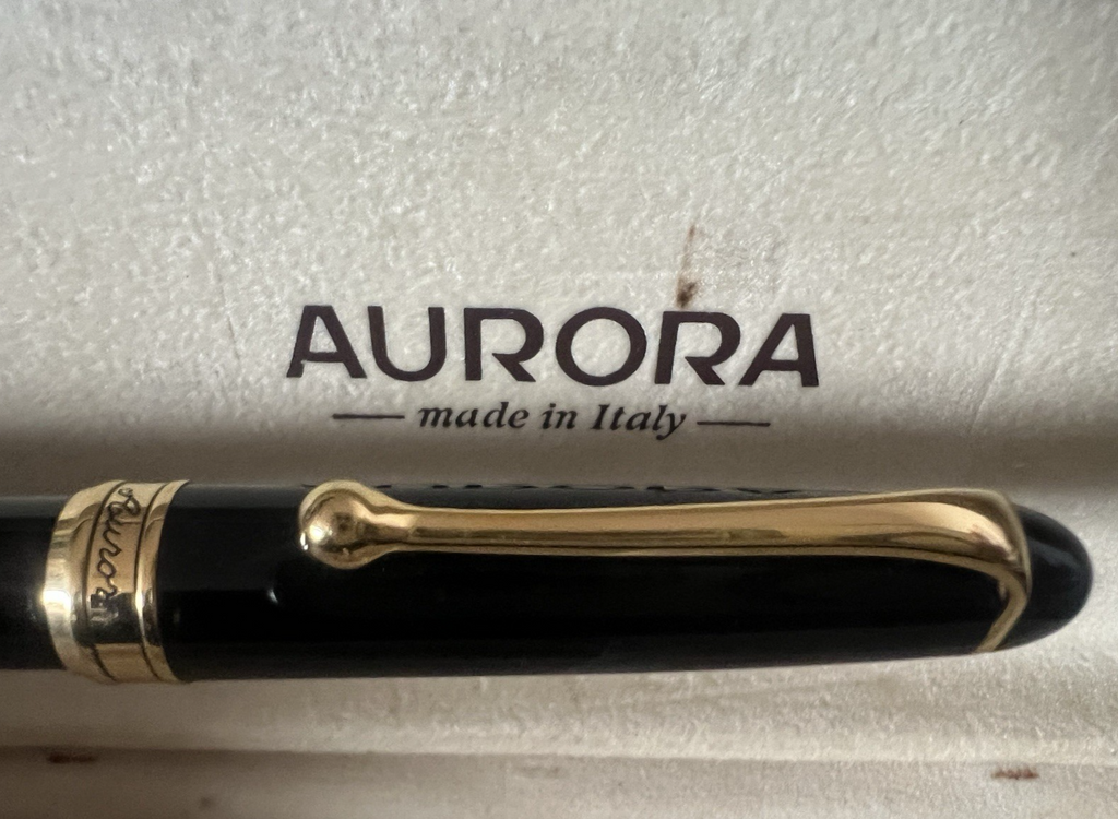 Stylo À Bille AURORA 88 Mod 810 Résine Noire Recharge Roller Écrit Étui