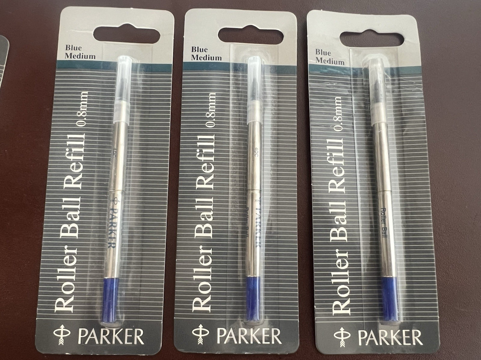 PARKER Recharge Stylo Roller Ball BLEU M 4DC Lot De 3 Pièces Recharge
