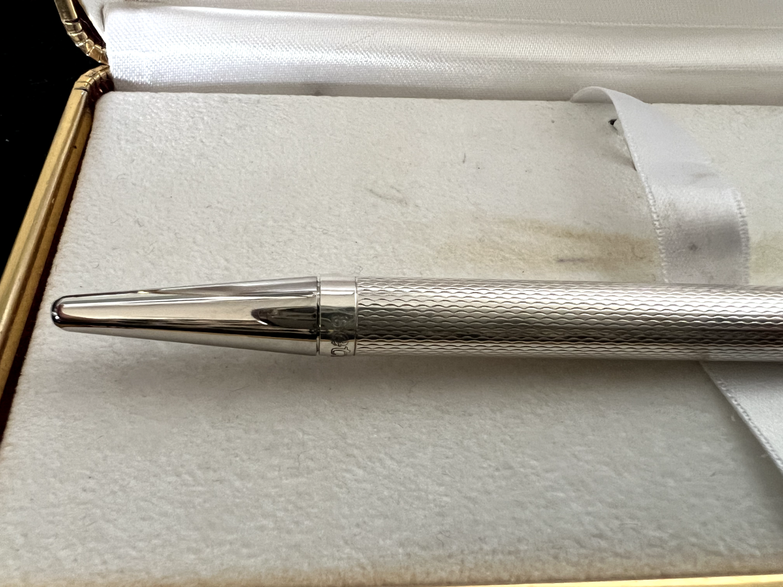 🔴 SETTELAGHI penna sfera ARGENTO 925 MASSICCIO guillocchè finestra personale 7