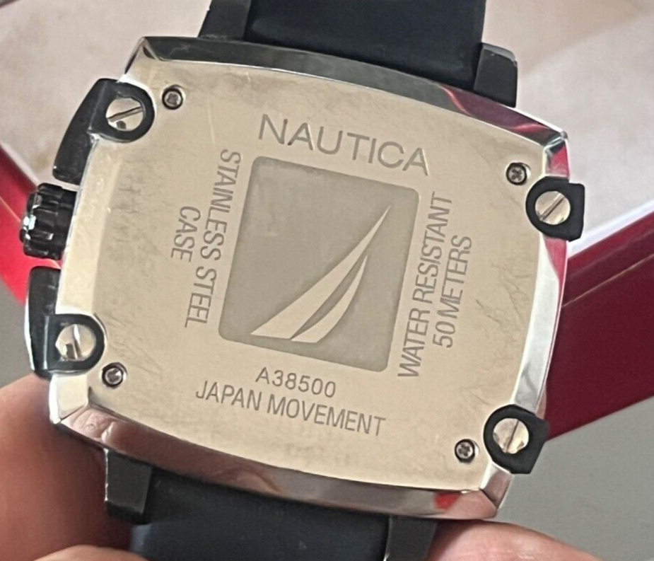🔴 NAUTICA cronografo uomo A38500 impermeabilità 5 ATM OVERSIZE 48 mm scatola