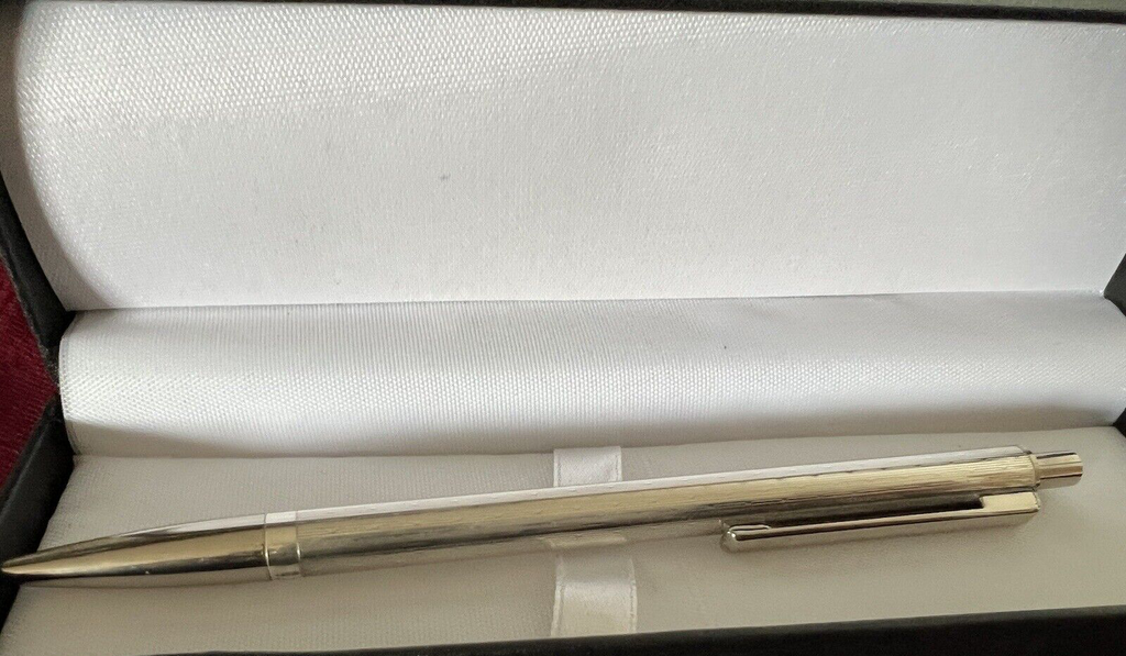 Stylo-Plume Sphère Argent Massif 925 Rayures Bassorilevo Bouton Vintage 11