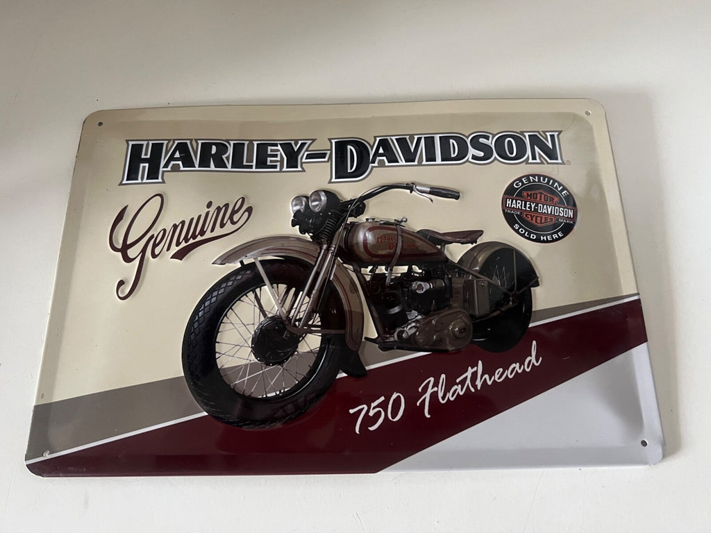 Harley Davidson 750 Hathead Panonceau, Publicité Display Étain Vitrine Vintage